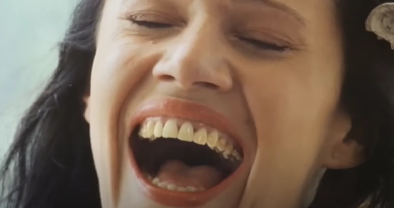 Close-up of hysteric laughter