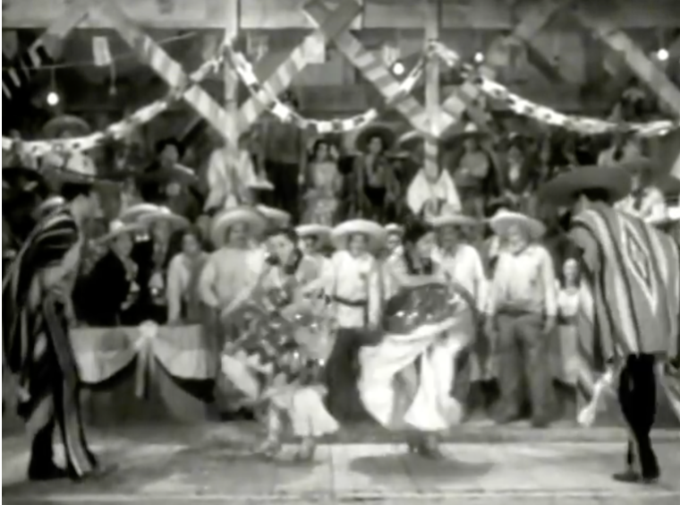 (00:39:09-00:49:10). Although it might be difficult to tell in this still, this moment in the movie seems to glorify what people that work on a ranch do. This still in particular is very evenly spaced and almost looks symmetrical over the center of the image, something not very possible in movies filmed on location. The photo illustrates the idealized representation of what occurs on Mexican ranches.