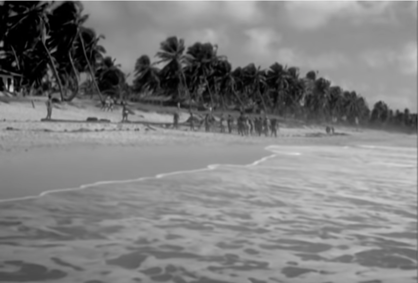 Shot of the beach and the net.