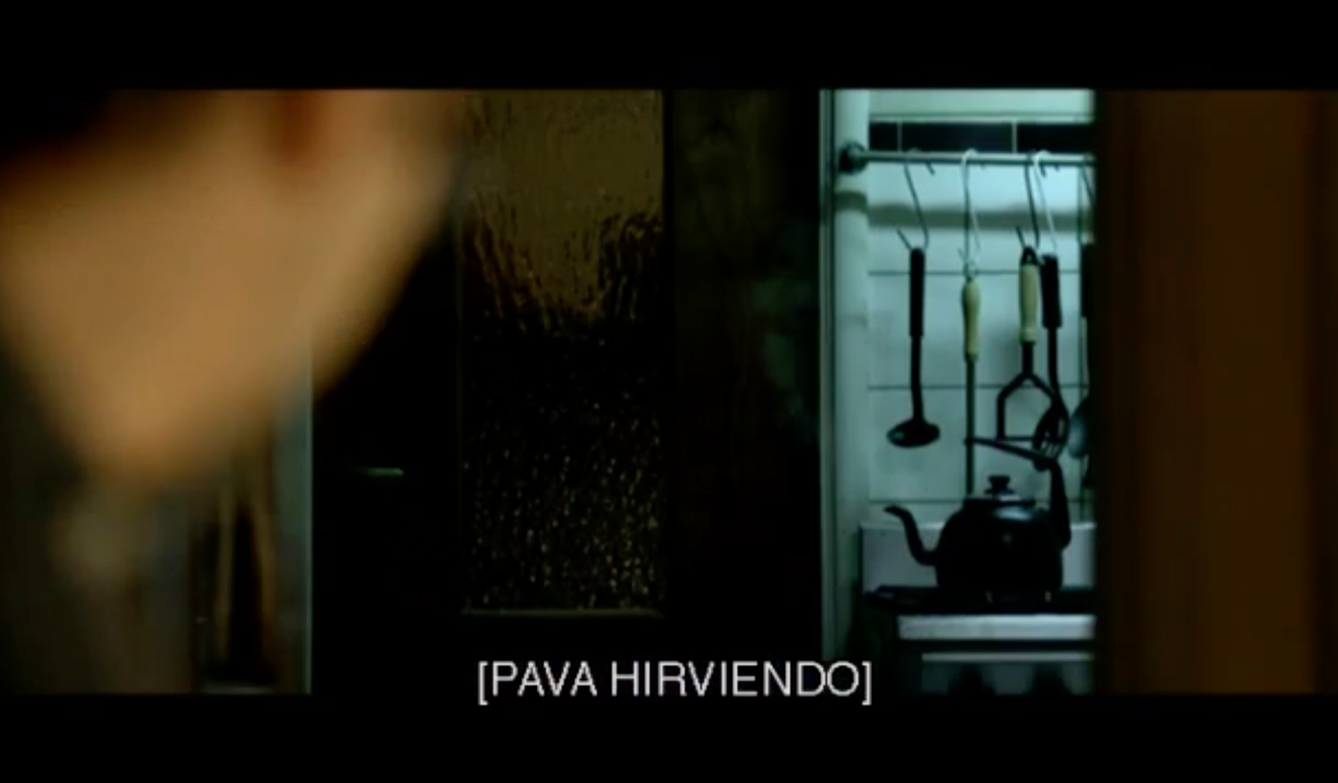 We see a teapot in the distance aggressively boiling after Ricardo Morales hears of his wife's murder. 