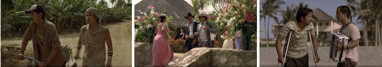 In these last pictures we see the cyclic nature of the costumes, as we can notice that their clothes are similar in the first and last scene, and we can see the contrast with a middle scene in a fancy event.