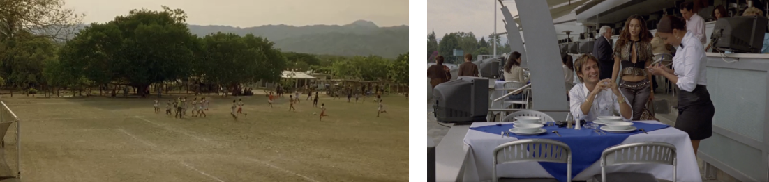  The open rural field reflects the brother’s simple, free beginnings, while the tighter, busy city shot shows how different and overwhelming their new world feels.