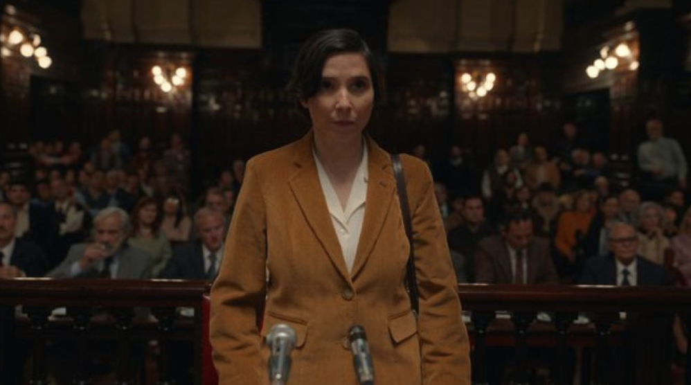 A witness prepares to share her horrifying testimony with the court.