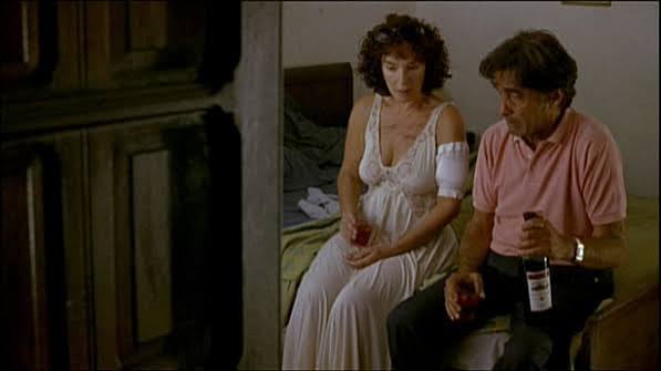 This is a picture of Mecha in her cream, rayon nightgown