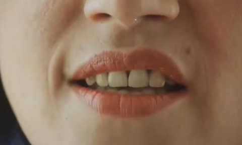 Close-up of a character's lips