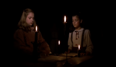 Flavia and Veronica performing a ritual to get rid of Flavia's piano teacher